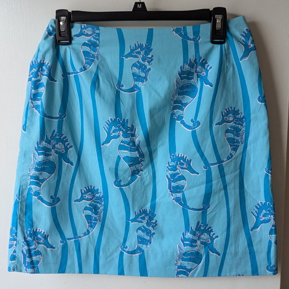 Lilly Pulitzer Blue Seahorse Skirt Size 4